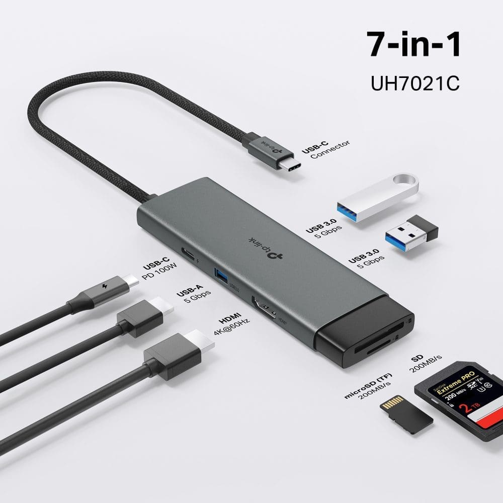TP-Link UH7021C USB Type-C 7-in-1 Hub with 4K HDMI & 100W Power Delivery - Image 3