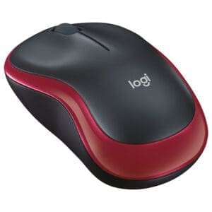 Logitech M185 wireless mouse red compact design